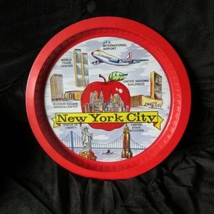 Vintage Tin Platter Tray New York - Firm Price- Made Hong Kong-
